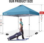 CROWN SHADES 10x10 Pop Up Canopy - Beach Tent with One Push Setup - Easy Outdoor Sun Shade for Events, Parties, Camping - Gazebo with STO-N-Go Cover Bag, Silver Coated Top, Cyan Blue