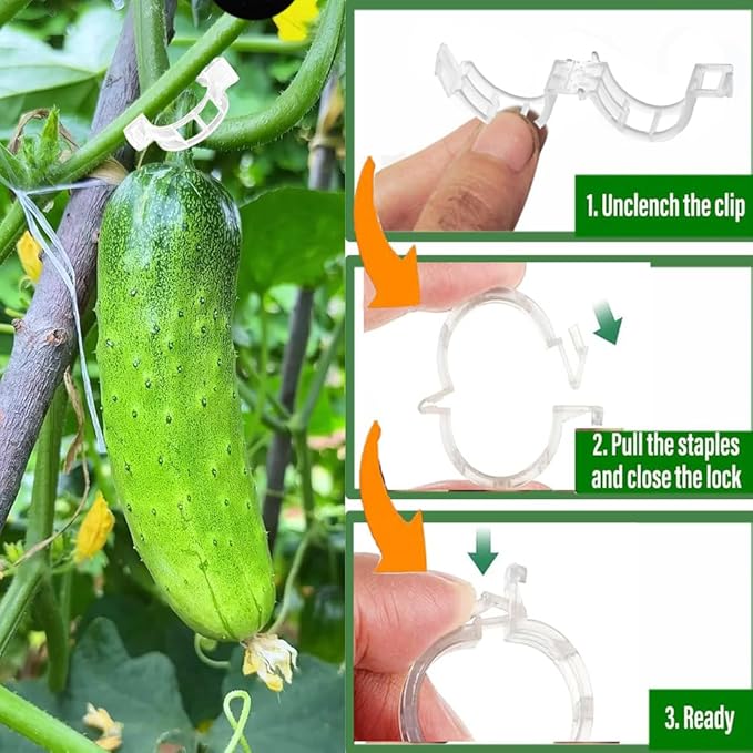 120pcs White Plant Support Clips - Tomato Clips for String Trellis, Grape Vine Clips for Garden Netting Climbing Plants, Secured Plastic Plant Clip for Fixing Stem and Vine