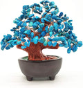 Colorsheng 7 Inch Quartz Crystal Money Tree Bonsai Feng Shui Gem Decoration for Wealth and Luck (Blue)