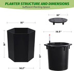 16in Flower Pot Set of 2, Self Watering Planters for Indoor Plants with Water Level Monitoring, Water Outlet for Garden Plant Pots, Patio, Balcony, Lounge, Front Porch Decor