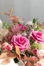 Floroom Artificial Flowers 25pcs Real Looking Hot Pink Foam Fake Roses with Stems for DIY Wedding Bouquets Bridal Shower Centerpieces Floral Arrangements Party Tables Home Decorations