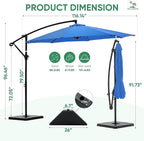 NEWBULIG 10FT Patio Umbrella, Offset Cantilever Outdoor Patio Table Umbrella, UV Protection, Fade Resistant Fabric, Easy Tilt Adjustment for Pool, Deck, Garden, Backyard