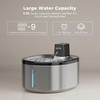 Smartoo Wireless Cat Water Fountain Stainless Steel, 152oz/4.5L Cat Fountain Battery Operated, Cordless Pet Water Fountain for Cats & Dogs with Motion Sensor, Ultra Quiet Pump, 6 Filters