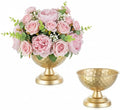 Sziqiqi Urn Vase Gold Centrepiece: 5.5in Small Vintage Vases Set for Table Decorations - Wedding Vase Elegant for Floral Arrangement - Metal Honeycomb Flower Pot for Party Reception Dinner Table