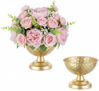 Sziqiqi Urn Vase Gold Centrepiece: 5.5in Small Vintage Vases Set for Table Decorations - Wedding Vase Elegant for Floral Arrangement - Metal Honeycomb Flower Pot for Party Reception Dinner Table