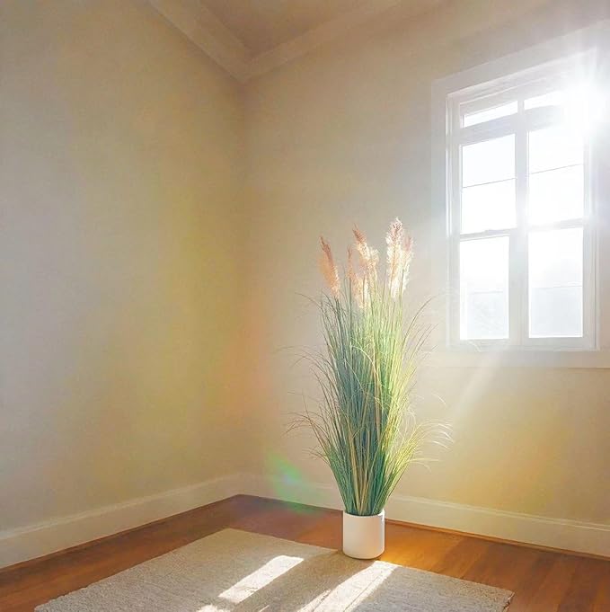 57" (4.8ft,2Pack) Pampas Grass Potted Plants,Artificial Tall Grass Faux Plants Fake Grass, Faux Pampas Grass Home Decor As Plant Room Decor Floor Plants