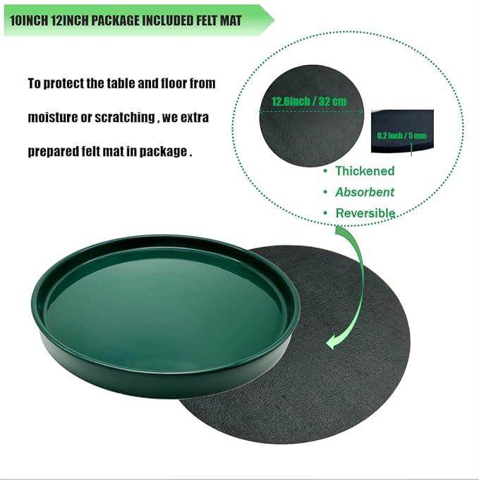 Yukfona Ceramic Plant Saucer Pot Tray 12 Inch, Planter Saucers 4 5 6 7 8 9 10 11 12 13 Inch for Indoors Outdoor, Durable Sturdy Flower Drainage drip Water Tray for Glazed Pots Base (12.7 Inch-Green)