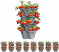 Vertical Garden Planter Stackable Tiered System 4 Plants per Pot, Space Saving Herb, Strawberry & Food Crop Planter with Center Support Hole for Indoor Outdoor Gardening (36, Slate Gray, Small)
