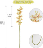 IPOPU 5 Pcs Real Touch Faux Orchid Champagne Orchid Artificial Flowers with Long Stem for Wedding Party Centerpiece Bridal Bouquet DIY Home Living Room Decoration