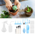 19Pcs Succulent Tools,Mini Garden Small Gardening Tools Indoor, Transplanting Gardening Tools,Pruning Shear Gardening Scissors,Hand Tool kit for Bonsai Indoors Small Plants (Blue)