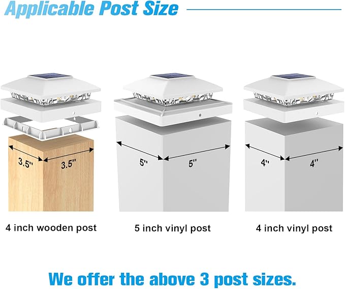 VOLISUN 4x4 Solar Post Cap Light 12pack,Solar Fence - Post Lights Outdoor Waterproof for Wooden/Vinyl Post,White Deck Post Cap Light Solar Powered with Warm White for Garden/Patio/Porch