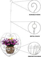 39.7" Hanging Plant Holder,Metal Heart Planter, Hanging Planters,for Patio, Porch, Bedroom, Living Room Decor（White）