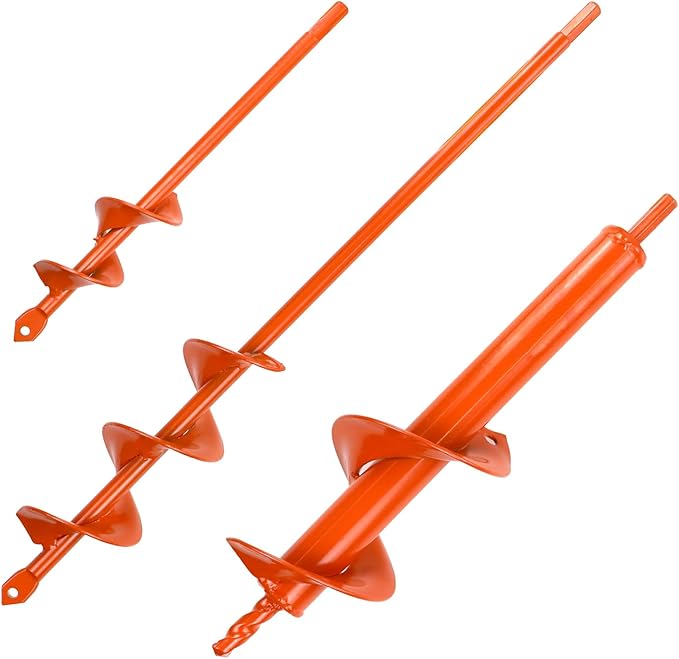 Auger Drill Bit for Planting Set of 3, (1.6x8.6, 3x12, 2x14.5) for 3/8" Hex Drive Drill, Easy Planter Garden Auger, for Post Hole Digger Bulb Bedding Digging Plant Rapid Planter