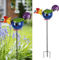 37" Bird Houses for Outside, Outdoor Metal Rooster Birdhouse with Hanging String & Poles for Patio, Yard, Garden