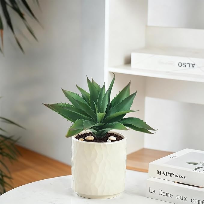 Artificial Aloe Vera Plant, 11Inch Realistic Large Fake Succulents for Indoor Outdoor Home Decor, Green