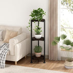 Plant Stand Indoor Outdoor 2 Tier Tall Metal Corner Storage Tiered Plant Shelf Holder Multiple for Living Room Balcony Garden,Black (3 Tier-Black Oak Round)