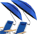 2 Pack 48.6" Double Canopy Beach Umbrella with Clamp, UPF50+ Beach Chair Umbrella with clip, 360°Adjustable Portable Outdoor Wheelchair, Patio, Golf Carts,Camping(Not Include Chair)