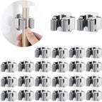 JAMEND CLXP 24 PCS Broom and Mop Holder, Heavy Duty Garden Tool Organizer Rack Rake and Shovel Handle, Stainless Steel Mop Hanger. Wall Mounted Utility Rack with Screws, Silver.