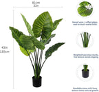 43in Artificial Alocasia Plant - 8 Realistic Leaves, Non-Toxic Faux Indoor Plant for Home Office Decor (Pet-Safe, Bendable Stems)(2pack-43in