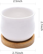 SHECIPIN Succulent Plant Pot, White Mini 2.6 inch Ceramic Flower Planter Pot with Bamboo Tray, Pack of 8 - Plants Not Included