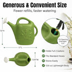 PMU 2 Gallon Watering Can - Garden Watering Can for Indoor & Outdoor Plants - Plastic Water Can with Detachable Sprinkler Head - Large Water Pot, Made in USA - Sage Green Pkg/3