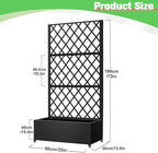 Metal Planter Box with Privacy Screen Trellis,Galvanized Raised Garden Bed On Wheels for Climbing Plants Vines, Standing Garden Flower Bed with Drainage Holes (Black, 35" L x16 W x 73" H)