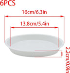 6pcs White Plastic Plant Saucers (6 inch) - Heavy Duty Indoor Plant Trays for Pots with Water Drainage, Drip Catcher & Decor (Set of 6 Round Saucers)