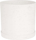 Bloem Mathers 12" Vanilla Bean Round Modern Resin Garden Planter Pot with Drainage Holes and Removable Saucer Tray Included