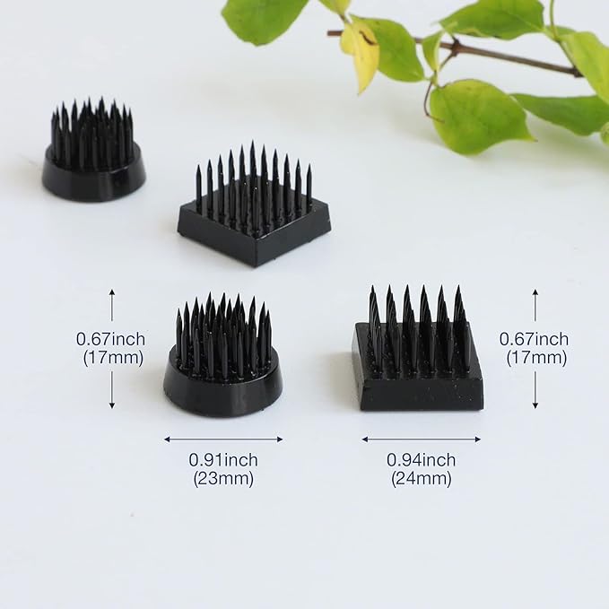 Wazakura 4PCS Black Mini Ikebana Kenzan, Made in Japan, Floral Arranging Pin Frog, Round and Square Flower Holder (Black Mini Kenzan)