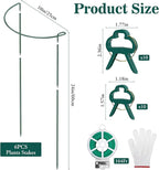 6 Pack Tall Peony Cages and Supports, 10" W x 24" H Heavy Duty Plant Peony Support Cages, Half Round Peonies Ring Metal Plant Stakes for Outdoor Plants, Garden Vegetables & Flowers