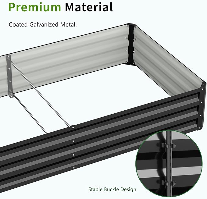 DoCred Galvanized Raised Garden Bed with 87" H Arch Trellis for Climbing Plants, Raised Outdoor Planter Garden Box with Climbing Netting for Gardening, Climbing Vegetables, Flower, Black