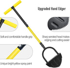 Byhager Professional Edge Lawn Tool, Heavy Duty Steel Half Moon & Saw-Tooth Blade for Clean Borders, Long Handle Reduces Back Strain, Manual Edger Ideal for Garden Edges, Sidewalks, Flower Beds