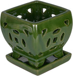 W&W Orchid Pot with Holes and Saucer for Repotting, Seagreen, 5.5"