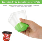 Sckee Clear Nursery Pots for Plants, 30 Packs Plastic Seed Starting Pots with Drainage Holes Plant Nursery Pots Silicone Base (Light Green, 3.1 inch with lids)