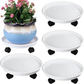 Planterhoma 4 Packs Heavy-Duty Plastic Plant Caddy with Wheels - 11.8" Rolling Plant Stand - Strong Load Bearing - 360 Rotated Wheels - Indoor/Outdoor Use