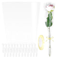 baotongle 50pcs Single Rose Sleeves with 50pcs Floral Water Tubes and Ribbons Single Flower Bags Plastic Flower Wrap for Mother's Day Wedding Birthday Supplies