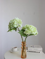 Buart 4PCS Long Stem Big Size Flowers Artificial Silk Hydrangea Lifelike Flowers Real Touch Green Artificial Flowers Wedding Shower Bride Bouquets Office Living Room Table Decorations (21 Inch)