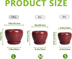 Ceramic Pots for Plants - 10 Inch 8 Inch 6 Inch Plant Pots with Drainage Holes and Saucers Large Planters for Indoor Plants Decorative Outdoor Flower Pots Set of 3 Red