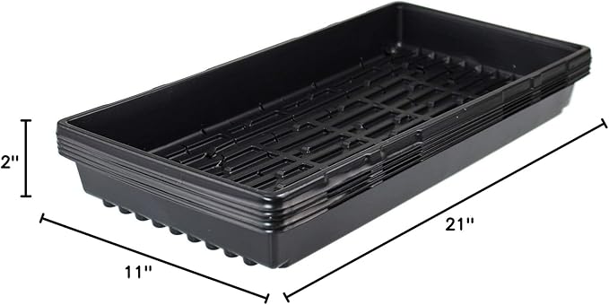 9GreenBox 5 Pack of Durable Black Plastic Growing Trays (with Holes) 21" x 11" x 2" - Planting Seedlings, Flowers, Wheatgrass