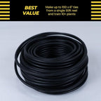 BudHuggers (Black) for Optimal Plant Training | 50ft (15M) | 3mm Thick Garden Wire Ties | Flexible & Durable | Rubber Plant Ties to Yield Bigger Buds, Stronger Branches & Larger Canopies
