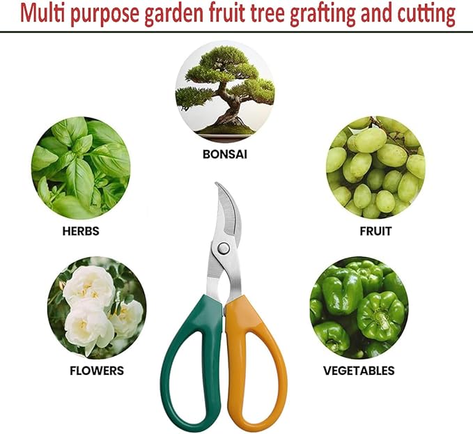Garden Scissors, Stainless Steel Garden Bonsai Pruning Shears, Anti-Slip Softgrip SnipGardening Tools Garden Shears for Plants Herb (3 PCS)
