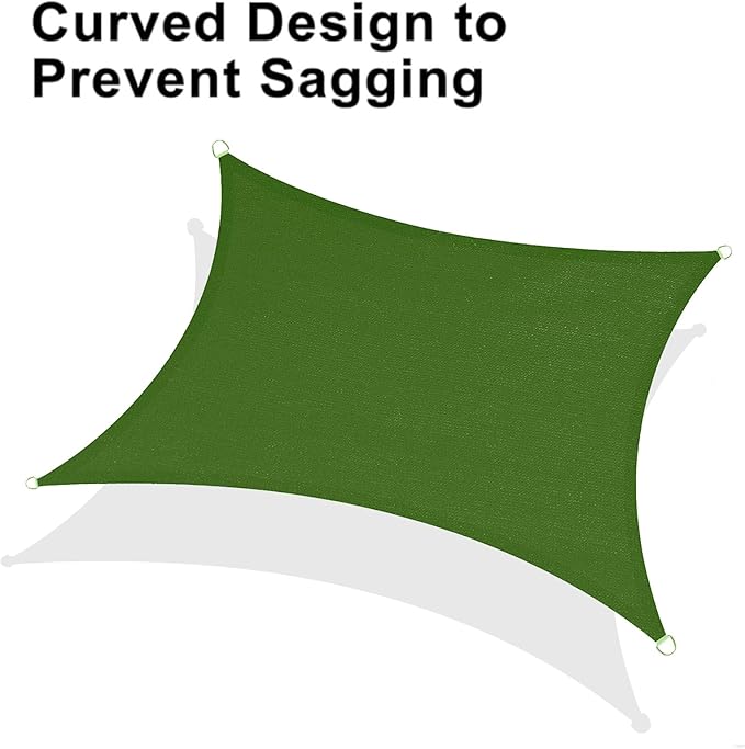 LOVE STORY Custom Size 4'x8' Piquant Green Sun Shade Sail Rectangle UV Block Canopy Patio Sail Sunshades Fabric for Outdoor Garden Carport (We Make Custom Size)