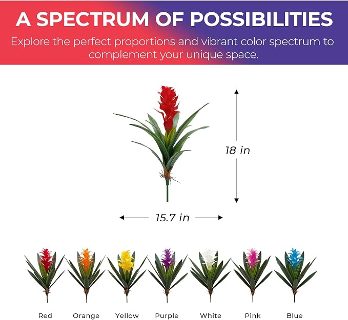 2Pcs Artificial Bromeliad Plants, 18" Fake Hawaiian Ginger Flower,Large Real Touch Faux Tropical Flowers, Lifelike Exotic House Plants for Home Office Indoor Decoration (Red)