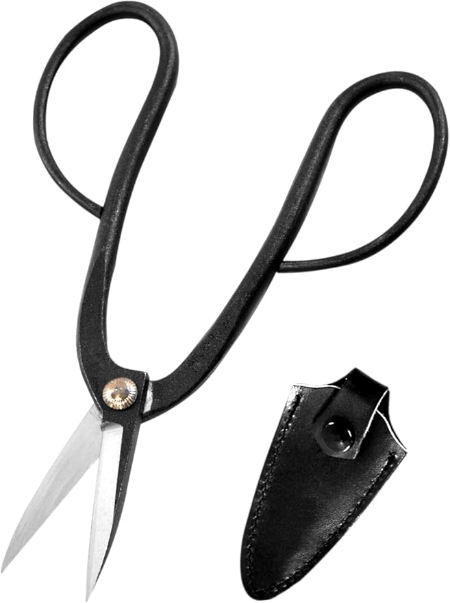 KAKURI Ashinaga Bonsai Scissors Made in Japan 8", Japanese Carbon Steel Blade, Long Handle Bonsai Shears for Precision Pruning and Trimming