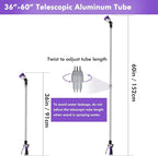 RESTMO 36”-60” Metal Watering Wand, Long Telescopic Tube | 180° Adjustable Ratcheting Head | 7 Spray Patterns | Flow Control, Perfect Garden Hose Sprayer to Water Hanging Baskets, Shrubs, Purple