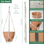 Self-Watering Hanging Planters for Indoor Plants Set 2-Piece Includes Plant Hanging Pot, Drainage-Hole Hanging Pot, and Hanging Basket Rack (Terracotta,10 Inches)