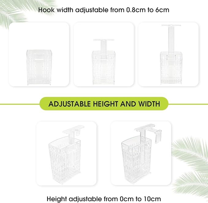 2 PCS Upgraded Aquarium Plant Holder, Adjustable Thickness Height Fish Tank Plant Holder with 2 Extension Hooks and 2 Suction Cups for Fish Tank Aquaponic (Transparent)