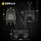 Gorilla Carts Poly Garden Dump Cart, 4 Cu Ft Tub, 600 lb Haul Capacity, Black – Heavy-Duty Utility Wagon with Quick-Release Dumping & Pneumatic Tires for Yard, Landscaping and Gardening