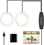 4.72in Indoor Plant Grow Lights, Full Spectrum Grow Lamp, Warm+White LEDs Plant Growing Light for Cabinets and Plant Shelf, with 6/12/16H Timer, 3 Lighting Modes, 10 Brightness Levels, 2 Head