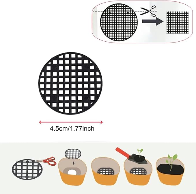 200 Pack Plant Pots Hole Mesh Pad Plastic Flower Pots Drainage Hole Cover Screen Filter for Flower Planters Boxes Ceramic Succulent Planter Terracotta Clay Pot Bonsai Outlet Training Pot